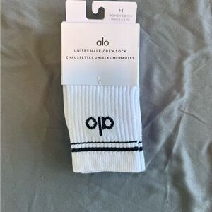 ALO Yoga White and Black Half-Crew Socks